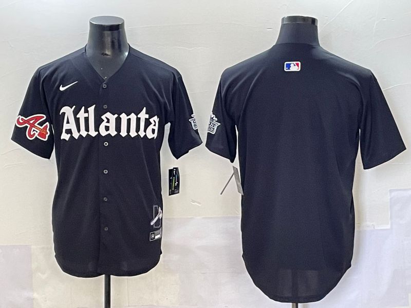 Men 2025 Atlanta Braves Blank Black Five generations Joint Name Nike MLB Jersey style 3
